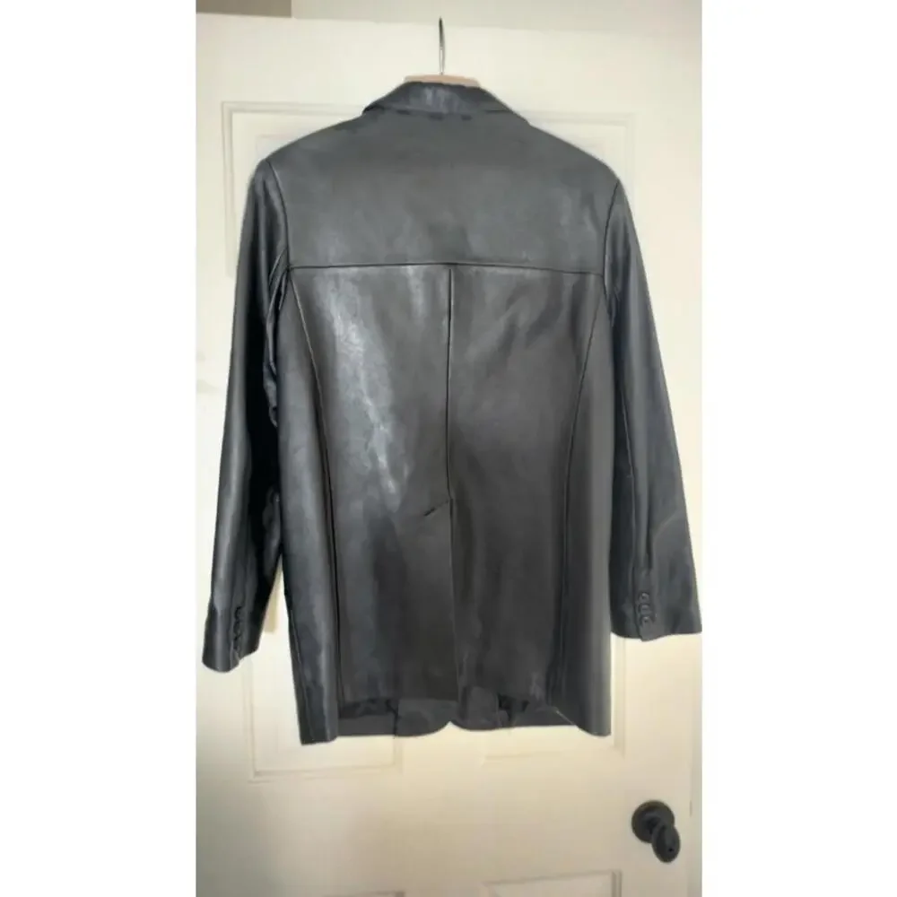 Valerie Stevens Black Lamb Leather Jacket Button-Up Lined Woman's Sz‎ S Soft!